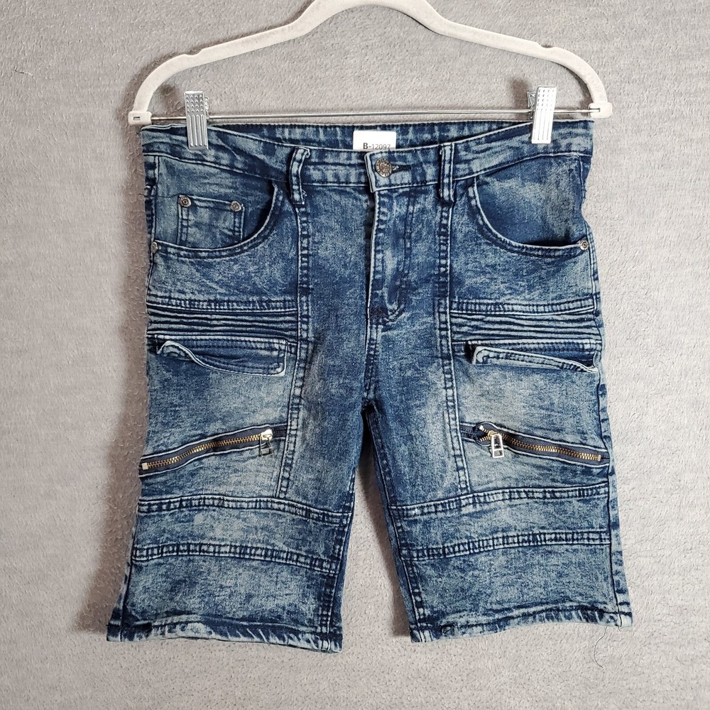 VINTAGE Phat Farm Boys Jean Shorts‎ 16 Blue Biker Streetwear Zip Pockets